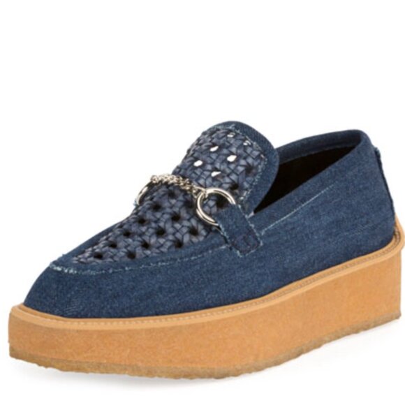 NWOB – Stella McCartney Brody Woven Denim Loafer, Dark Blue Size 38.5 - Picture 1 of 11